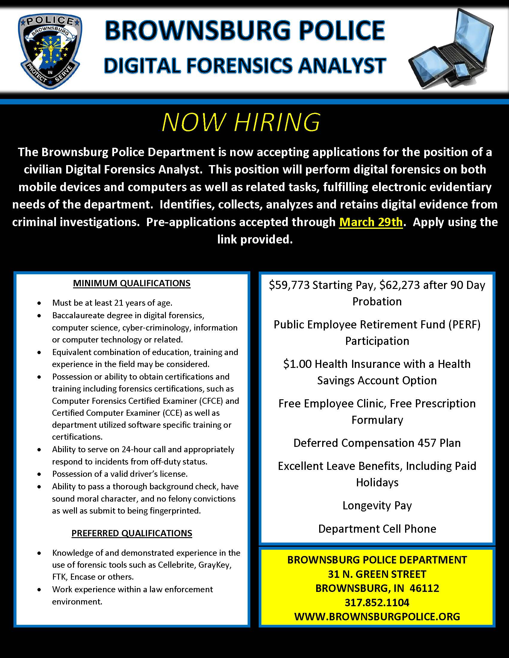 Forensics Analyst Recruitment Ad